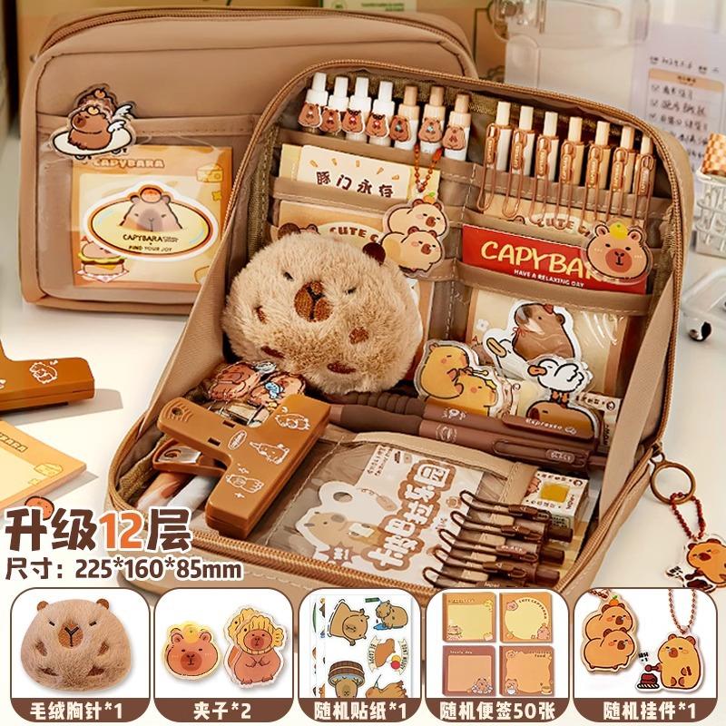 12-layer Panda Pencil Case, Large Capacity, High-value Stationery Box for Boys and Girls, Cute Junior High School Stationery, Pencil Case.