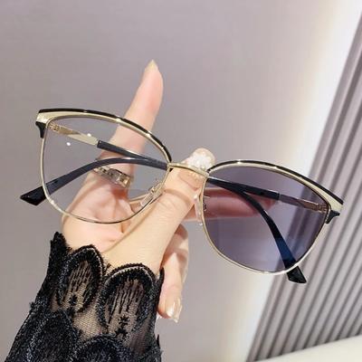Fotochromowe okulary do myopii z ochroną przed niebieskim światłem, inteligentnie zmieniające kolor, okulary do bliży, unisex, oprawki typu kocie oko
