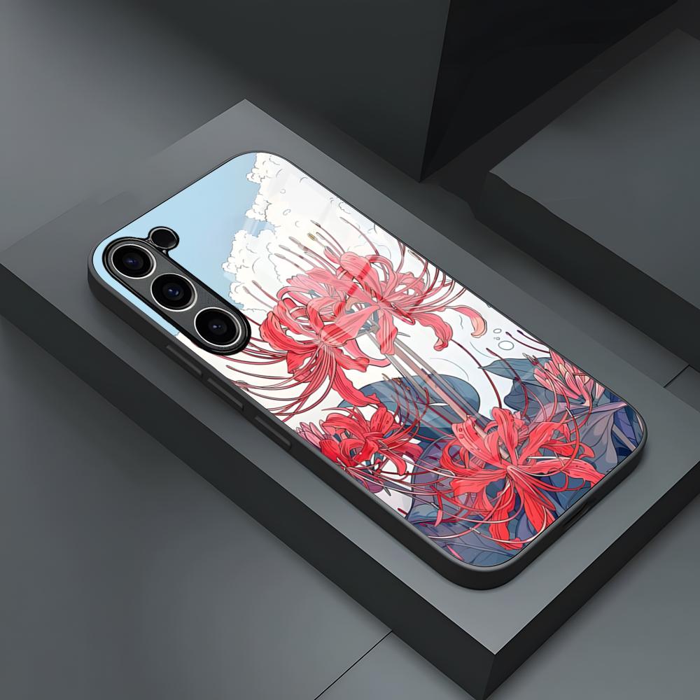 

Red Spider Lily Flower Of Hell Phone Case For S23 Samsung S24 S25 Ultra S22 S20 Fe S21 Plus A54 A34 A53 A16 Glass Cover Samsung s25ultra