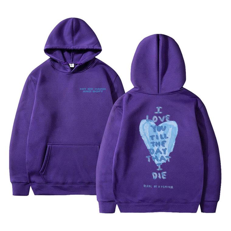 Hit Me Hard and Soft Birds of A Feather I Love You Till The Day That I Die Hoodie Men Women Fashion Oversized Hooded Sweatshirt