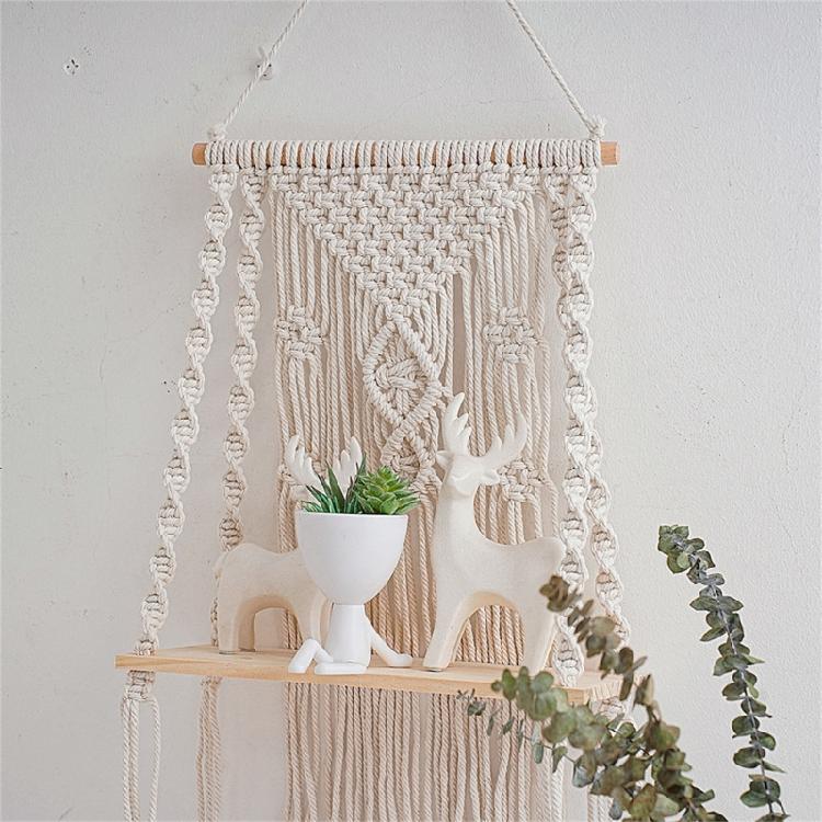 Handwoven Shelf Vintage Wall Organizer Bohemian Floating Shelf Home Decorations