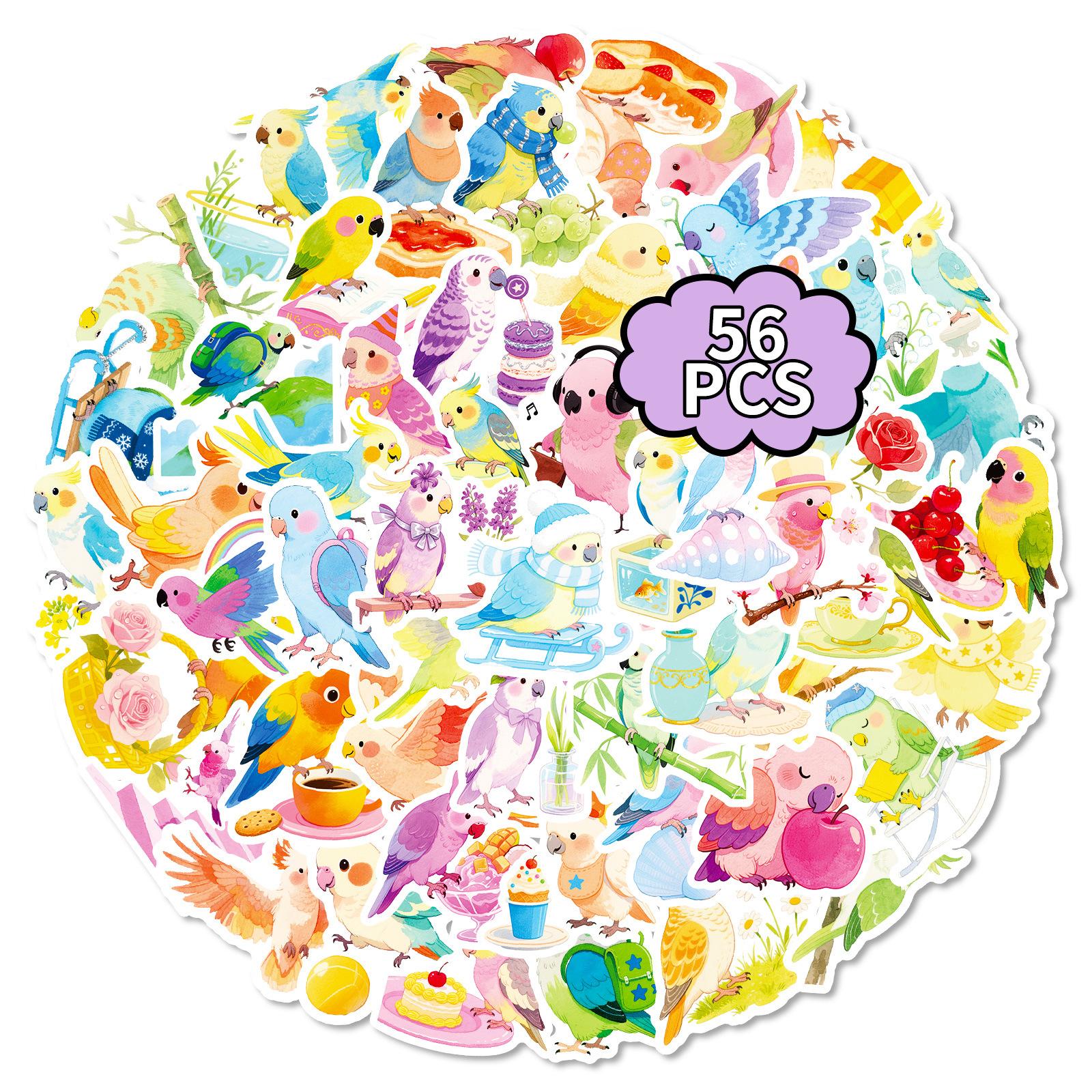 56 Cartoon Parrot Graffiti Stickers Cute Cute Pet Small Fresh High Value Computer Water Cup Stickers
