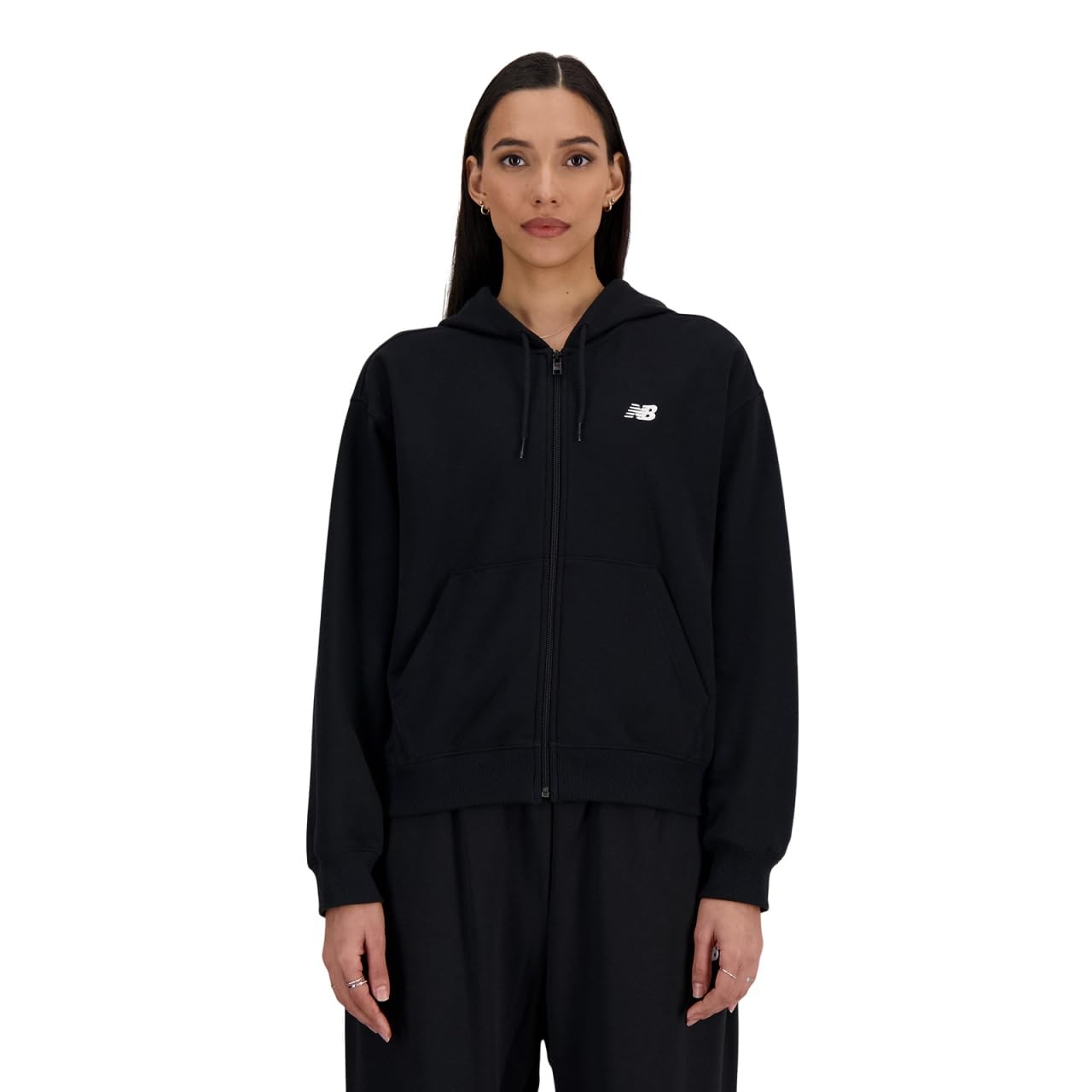 

New Balance Sport Essentials French Terry Full Zip Size L Women s (WJ41501) Black,
