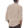Mens Retro Casual Loose Long Sleeve Stand Collar Solid Shirt