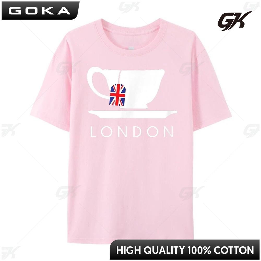 London Uk Tea Shirt Cool British Teacup Cotton Graphic Printed Tees Short Sleeve Tee St Patricks Day Casual