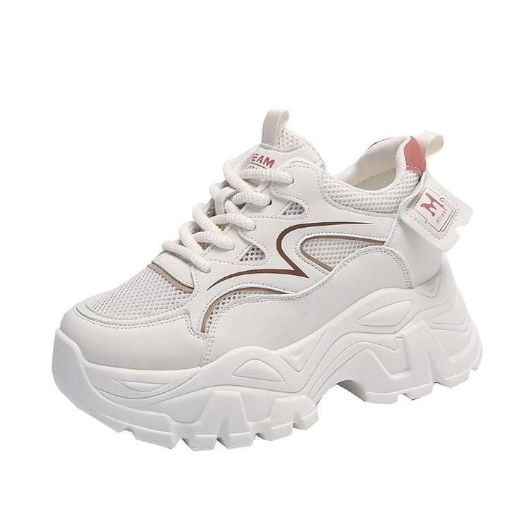 Women's shoes 2025 summer new mesh breathable sports shoes thick-soled small inner height increase small white thick-soled dad shoes