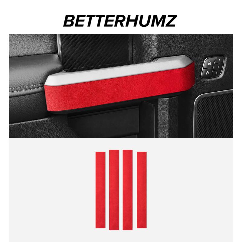 Betterhumz For Ford F-150 SVT Raptor 2015- Made of Alcantara Car Door Inner Handle Trim Sticker Tuning Decor 4PC Accessories
