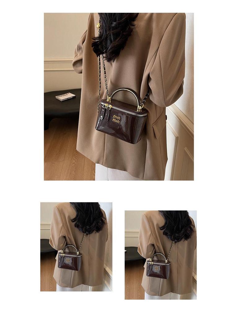 Vintažinė Miu maža kvadratinė grandinėlės rankinė - moteriška kasdienio stiliaus rankinė per petį ir crossbody