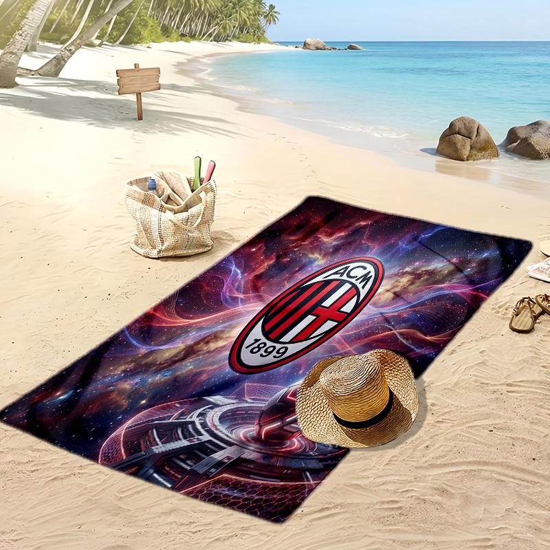 Asciugamano da Spiaggia Stampato AC Milan Asciugamano Morbido ad Asciugatura Rapida Coperta da Spiaggia Rettangolare Grande Portatile per Viaggi Piscina