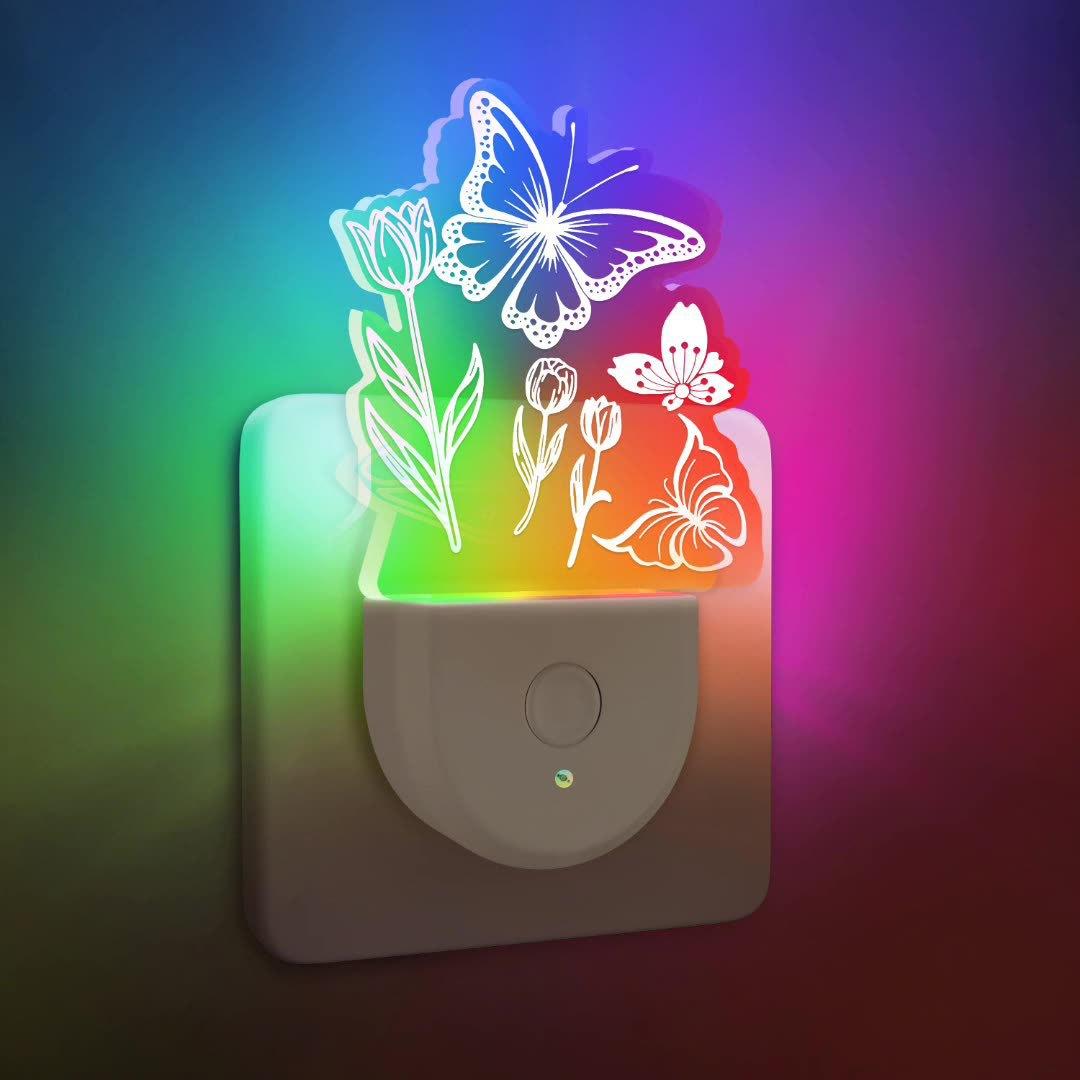 

Colorful Ambient LED Night Light Auto On/Off Light Sensor Socket Lamp,EU Plug D