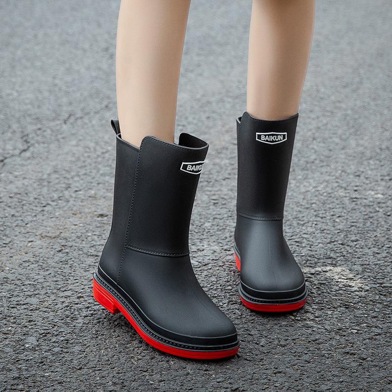 Women s Waterproof Mid-Calf Rain Boots - Non-Slip, Fashionable, Wear-Resistant Outdoor Shoes 39 красный