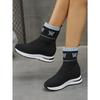 Bottes Chaussettes Tricotées Grande Taille pour Femmes Nouvelle Plateforme Talon Compensé Invisible Légères à Enfiler Automne