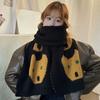 Windproof Puppy Pattern Scarf Lightweight Knitted Shawl Trendy Cashmere Blend Scarf  Winter