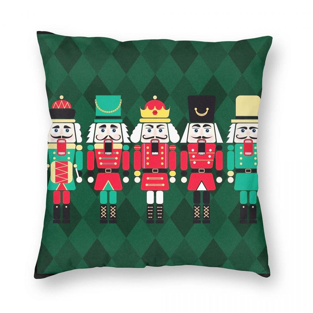 The Nutcracker Christmas Toy Soldier King Pillowcase Printing Fabric Cushion Cover Decoration Pillow Case Cover Bedroom Zipper