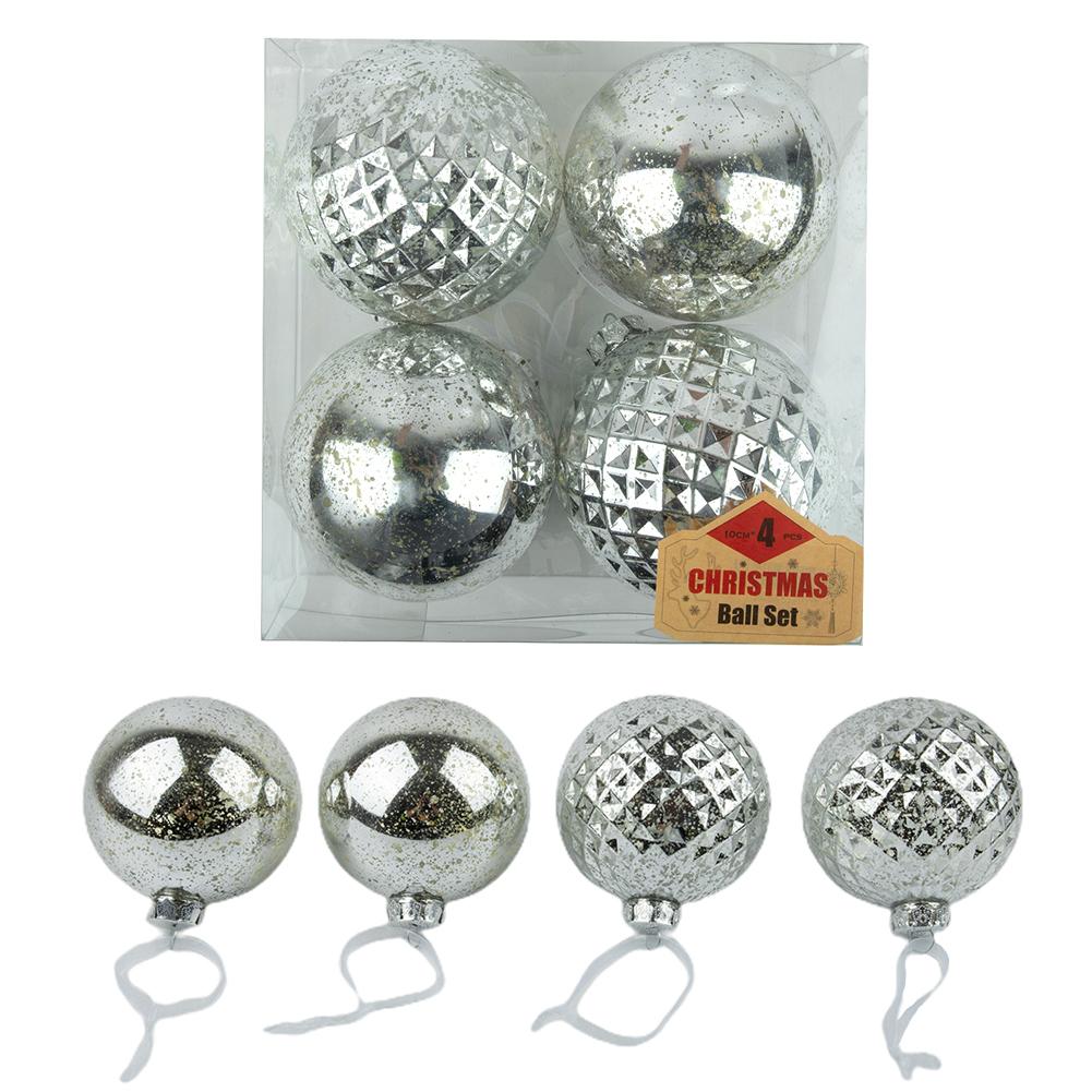 Stylish Ball Ornaments for Christmas Tree Decor 4PCS 10cm for Party