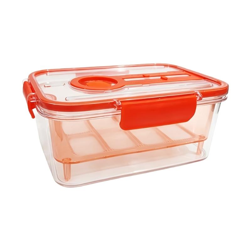 Vegetable Storage Box with Inner Drain Basket and Clip Lid for Washing, Draining, and Organized Fridge Prep Area