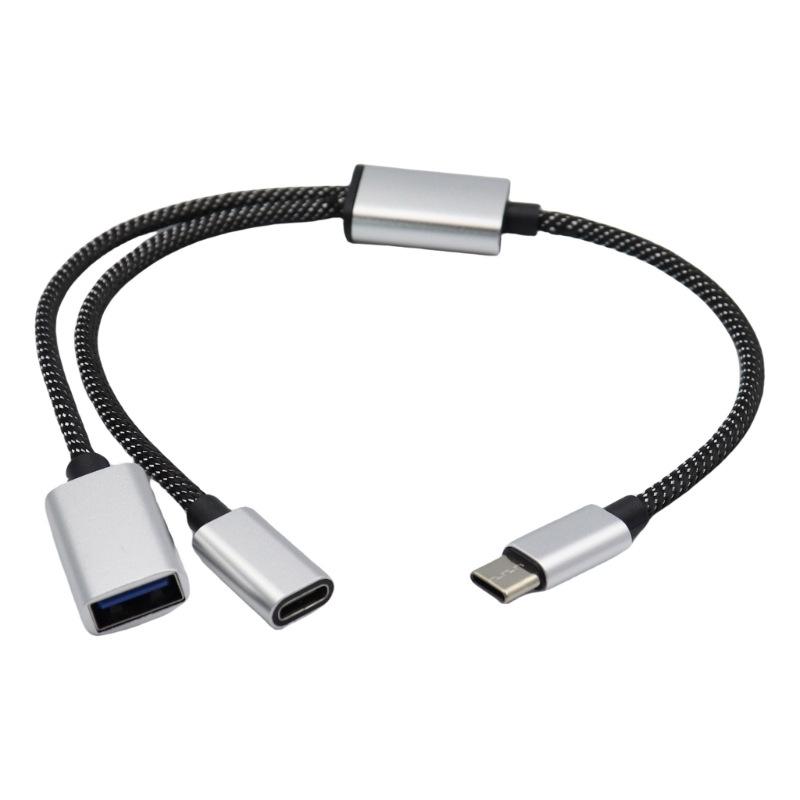 Type-C 4-in-1 USB 2.0 Hub: 2 USB + 1 Type-C Ports