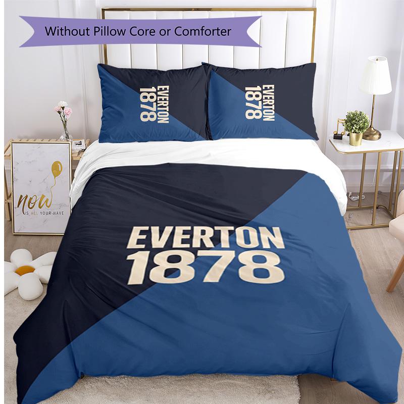 Set Lenzuola Everton Football Stampato 3 Pezzi, Comodo Set Copripiumino per Camera da Letto Amico della Pelle