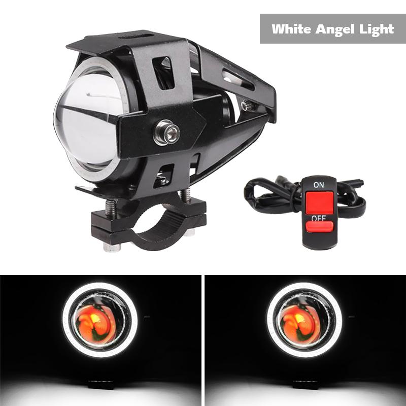 U7 LED Motorcycle Headlight Angel Eyes Spotlight Headlamp Super Bright Fog Lights Spotlights U7 Mini Moto Auxiliary Driving Lamp