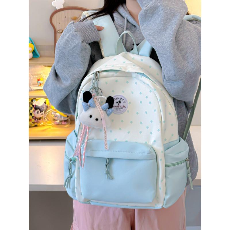 High value, fresh and sweet, contrasting colors, splicing stars, backpack, lightweight backpack for junior high school students