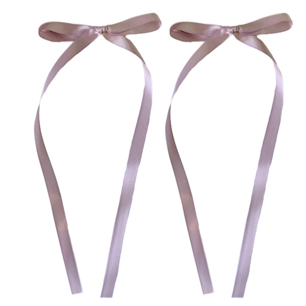 2 Pcs Ribbon Bow Elegant Y2K Style Side Clip Bow Hair Clip Sweet Girls Fairy Bow Style Long Bowknot Balletcore