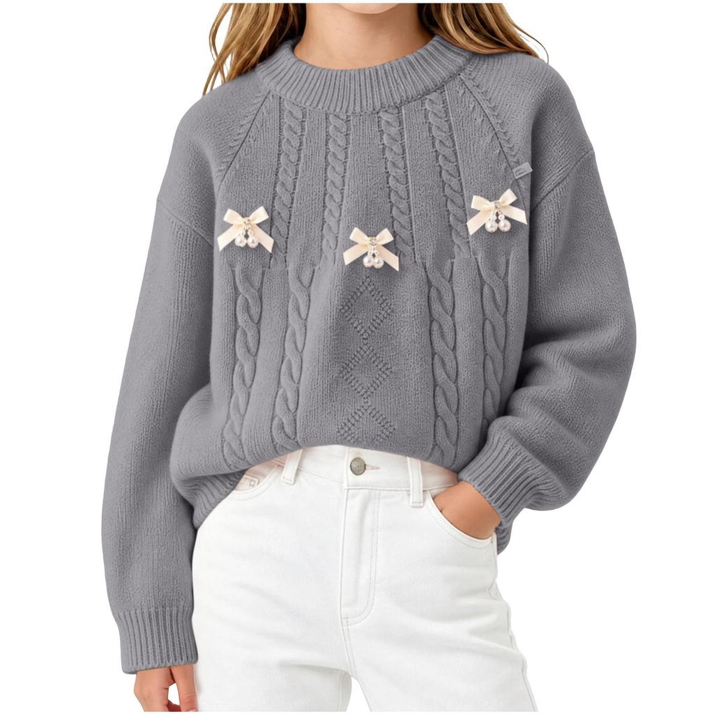 Mädchen Pullover mit Rundhalsausschnitt und langen Ärmeln für Herbst und Winter