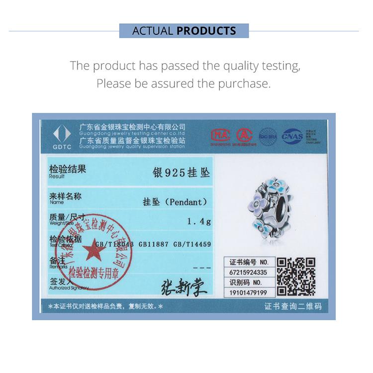 Bamoer Colorful Butterfly Loves Flower Charm Authentic 925 Sterling Silver Pendant Fit Women DIY Making Bracelet Fine Jewelry Gift