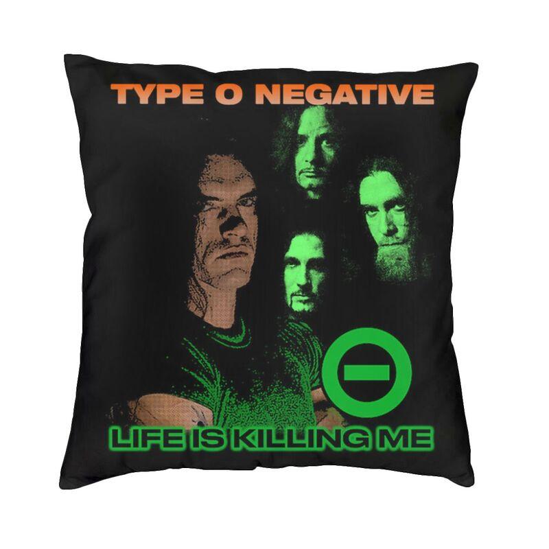 O Type Negative Square Pillow Case Home Decorative Heavy Metal Rock Band Logo Cushions Throw Pillow Sofa Doublesided Printing