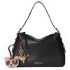 Gucci GG Emblem Logo Zip Closure Leather Underarm Handbag Medium Women Handbags Black 815216-AAEC2-1000