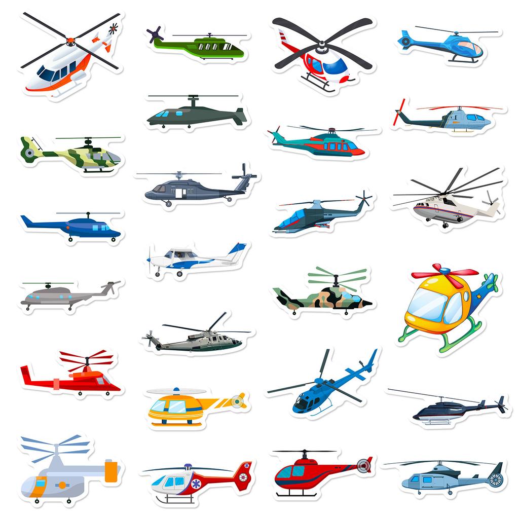 50 Autocolante Elicopter Husă Telefon Mobil Notebook Valiză Autocolante Decorative Adeziv Repetat Autocolante Impermeabile