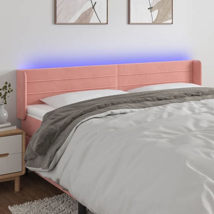 VidaXL Tête de Lit à LED Meuble de Chambre à Coucher Accessoire de Lit Double Tête de Cadre de Lit Intérieur Rose 3123447