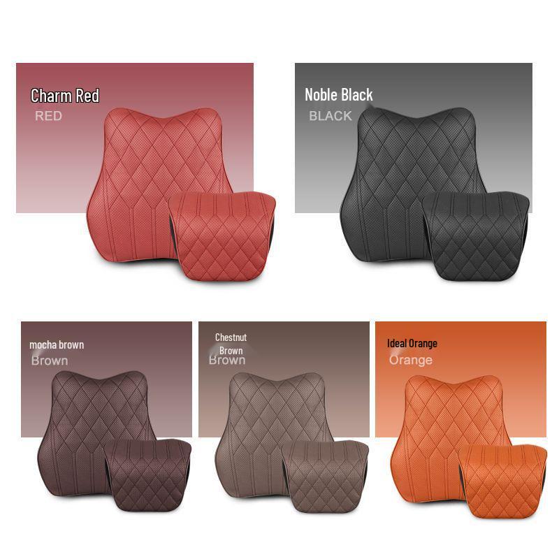 Universal Car Neck and Lumbar Pillow Set for BMW & Mercedes-Benz: Soft Memory Foam Support