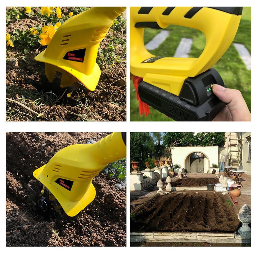 20V Handheld Tiller Garden Rotary Mini Cultivator Machine Cordless Garden Tractor Power Tool Portable Grass Trimmer Cultivator