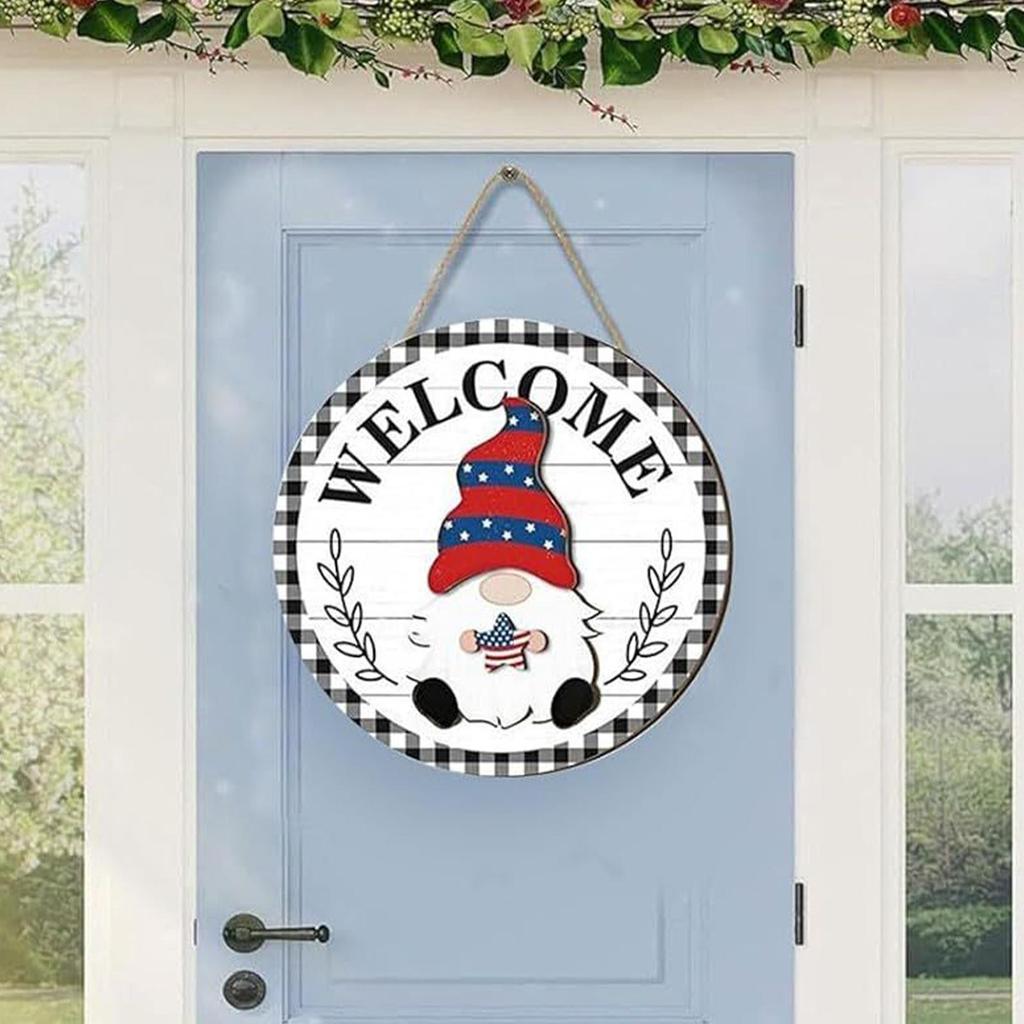 Gnome Door Decor Detachable Hats and Magnetic Ornament Halloween Gnome Welcome Sign Decor for Home Front Door Porch Yard