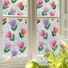 Laser-printed Colour Tulip Home Décor Static Cling Adhesive Stickers for Glass Doors and Windows