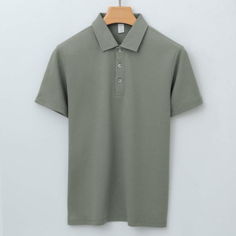 Cotton Double-sided Markless Collar Polo Shirt Men's Lapel T-shirt Men's Xinjiang Cotton Short-sleeved Polo Shirt