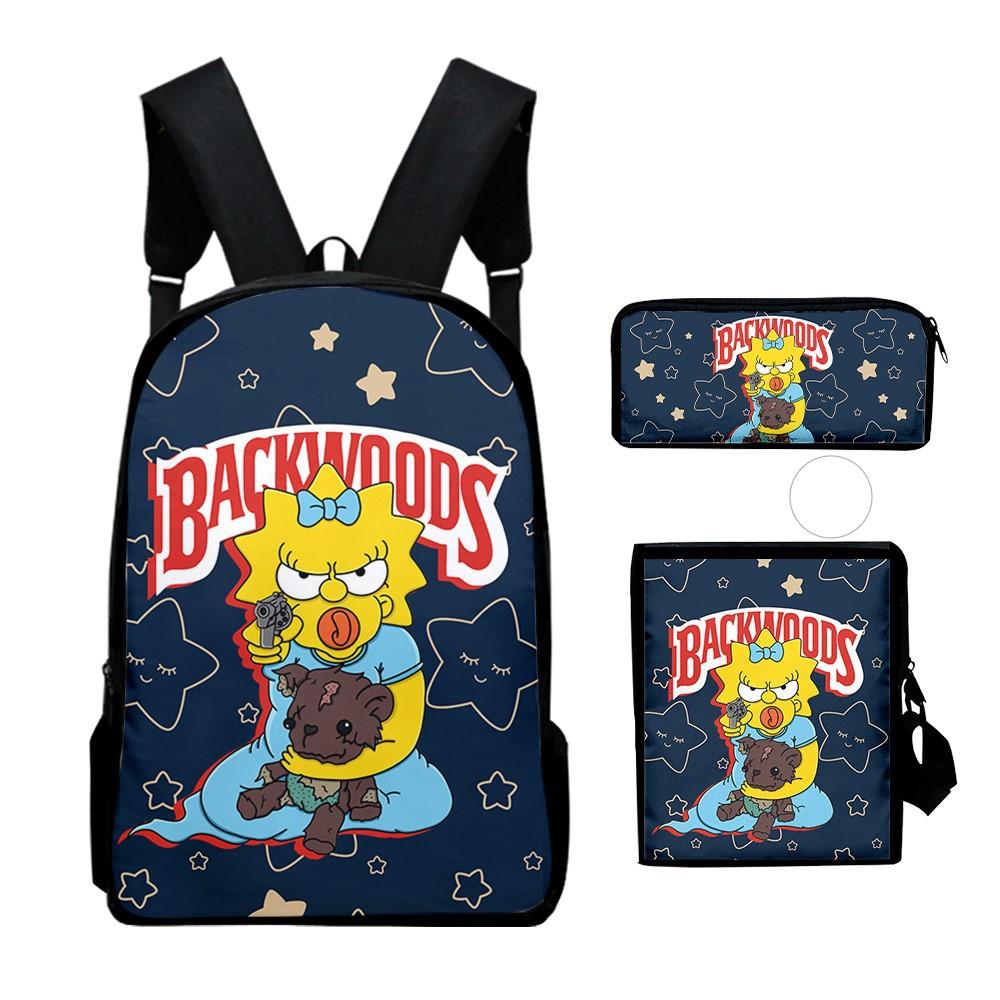 My Singing Monsters Backpack Set 3-in-1 Cartoon School Bag for Kids Boys Girls with Pencil Case and Crossbody Bag