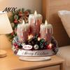 Decorative Holiday Figurines Christmas Candle Ornament, 2D Flat Acrylic Ornament with Base, Tree Decorations Snowman Reindeer Festive Table