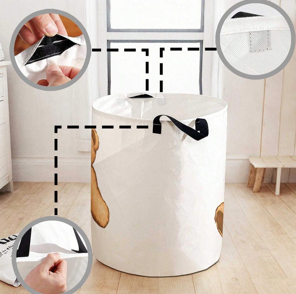 Toy Bear Laundry Basket Foldable Large Capacity Canvas Storage Bucket Children's Toy Clothing Storage Home Bathroom
