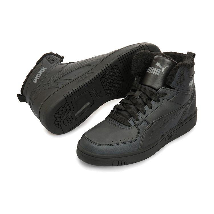PUMA Rebound Joy Fur Comfortable Round Toe Cushioning Abrasion Resistant High top Basketball Shoes Unisex Black 375576-04