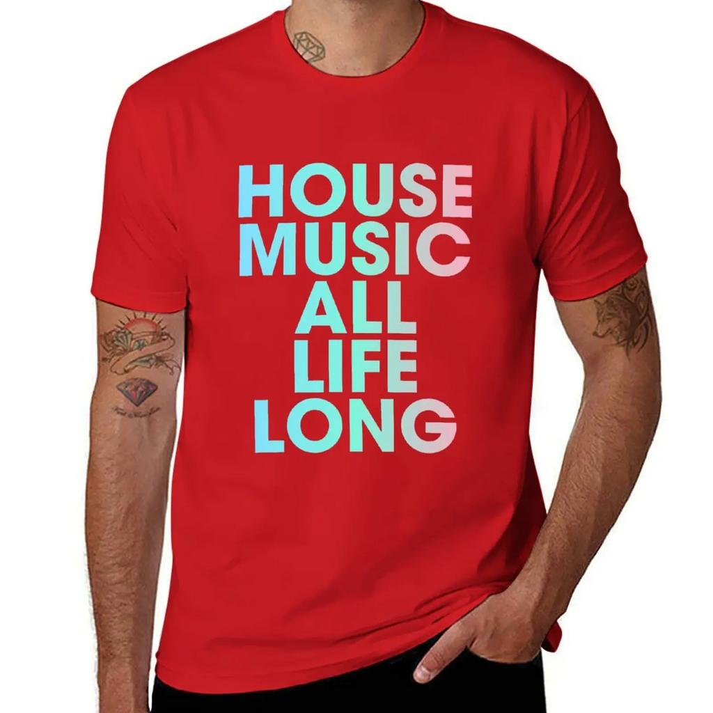 House Music All Life Long EDM T-Shirt Graphic T Shirt Vintage Vintage Graphic Tee Blouse Plus Sizes Mens Graphic T-shirts Anime