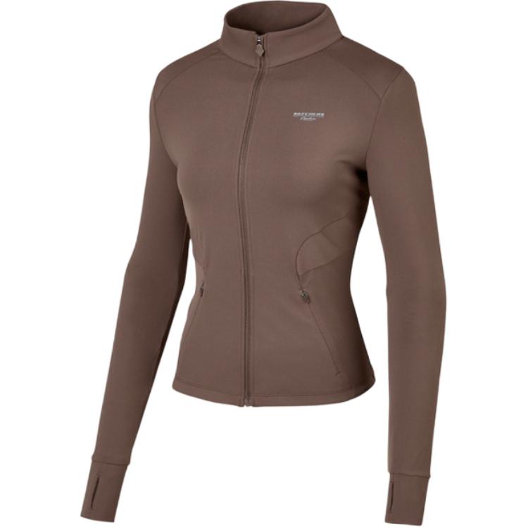 Skechers Freedom Water Series Knitted Slim Fit Antibacterial Comfortable Jacket Women jackets Sandalwood-Brown P324W073-0547 M