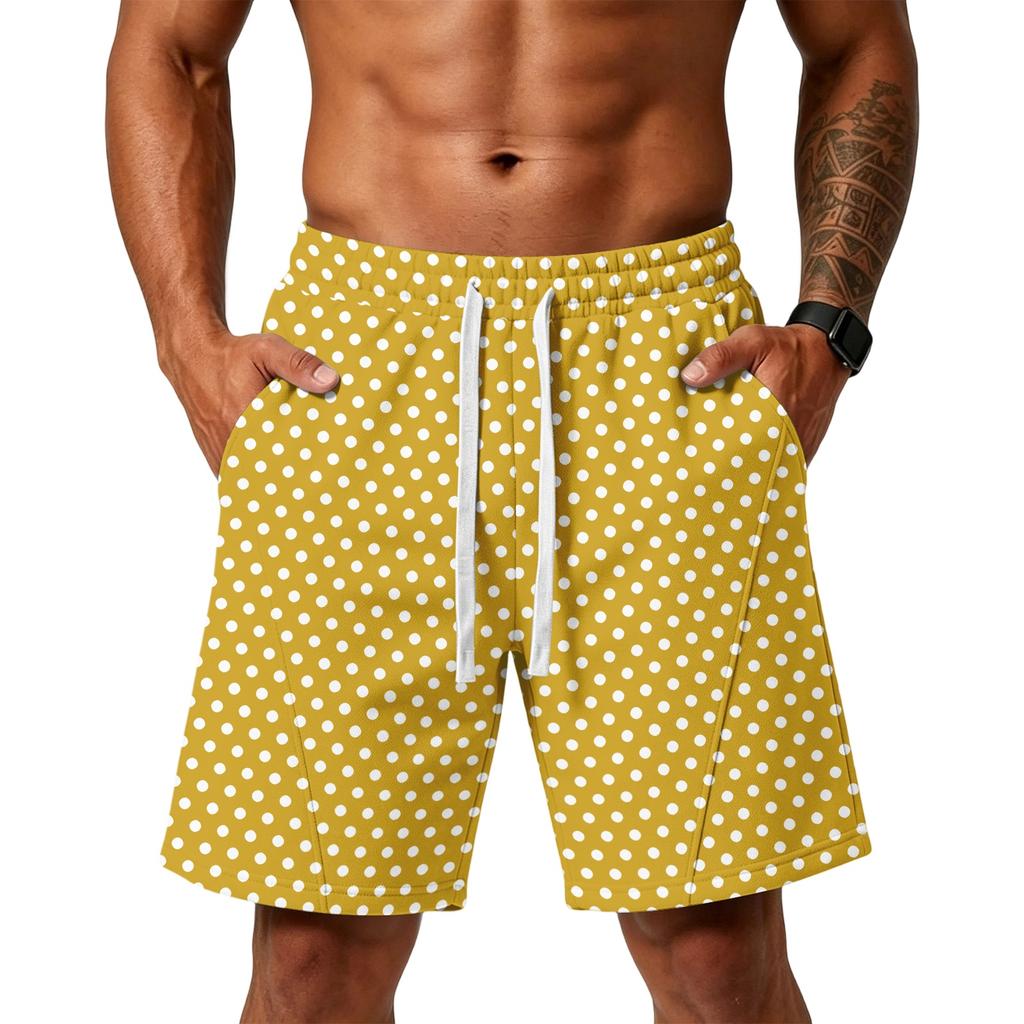 Men's Loose Fit Polka Dot Athletic Shorts with Pockets Elastic Waistband Drawstring for Training Gym Beach Casual Wear