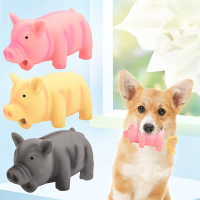 Quiekendes Ferkel Hundespielzeug Latex Schwein Hund Kauspielzeug Reinigt Zähne Interaktives Hund Wurfspielzeug für Welpen Zahnen Fangen Beißen