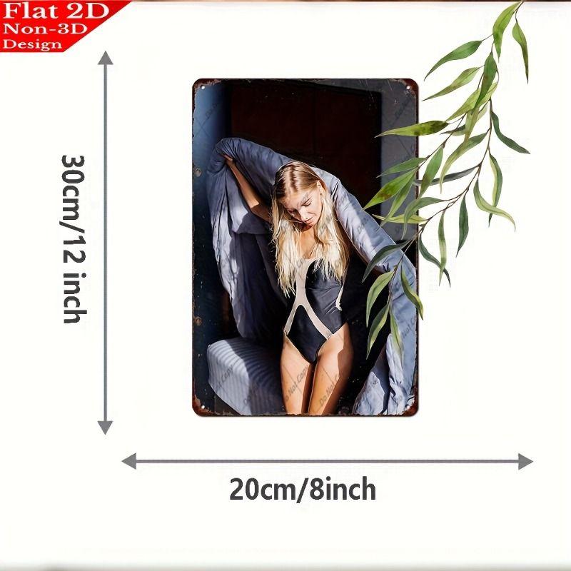 Vintage Metal Sign Art, Sexy Lady Garage Decor, Bar Bedroom Wall Tin Poster