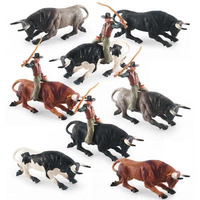 Simulation Bullfighting Action Figures Farm Animals Calf Bull OX Figures  Kids Gift