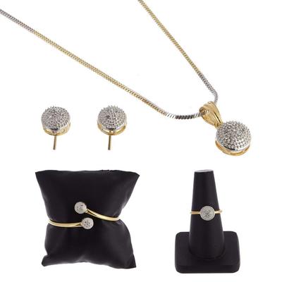 Jewellery Set Gold Plated American Diamond Traditional Stylish Pendant Set, Ring, Bracelet with Earring Jewellery for Women & Girls