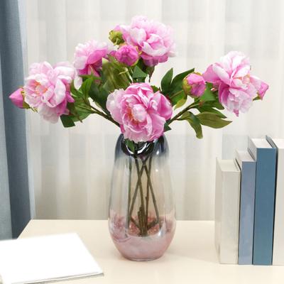 Artificial Flowers 2-Head Silk Peony Branches Adjustable Plastic Stems Realistic Veins Soft Color Gradient Long-Lasting Home Hotel Wedding Decor