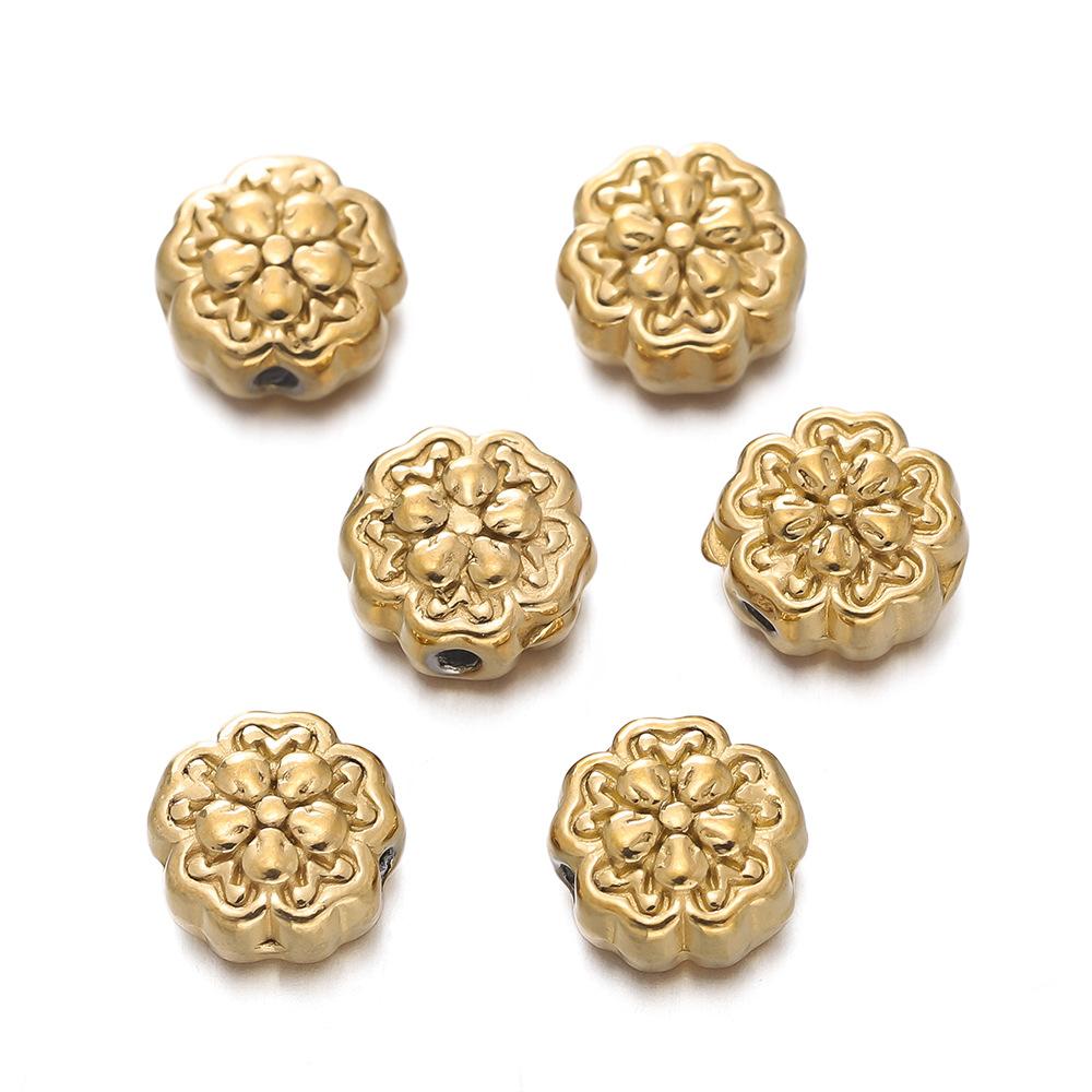 Stainless Steel Flower Beads, Perforated Six-valve Flower Septum Beads DIY Jewelry Accessories