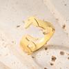 Teamer Cute Sausage Dog Adjustable Stainless Steel Ring Gold Color Lovely Animal Open Finger Ring for Women Couple Jewelry Gifts